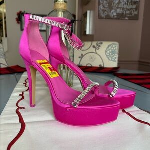 Elegant Pink Stiletto Heels with Rhinestone Accents